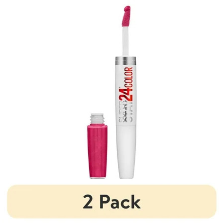 (2 pack) Maybelline Super Stay 24, 2-Step Liquid Lipstick, Long Lasting Highly Pigmented Color with Moisturizing Balm, 24/7 Fuchsia, Pink, 1 oz | Walmart (US)