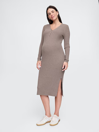Maternity CashSoft Rib Henley Midi Sweater Dress | Gap (US)