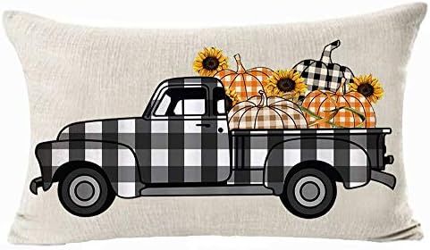 Pumpkin Patch Truck Fall Throw Pillow Cover Cushion Case Cotton Linen Home Office Decoration Rect... | Amazon (US)