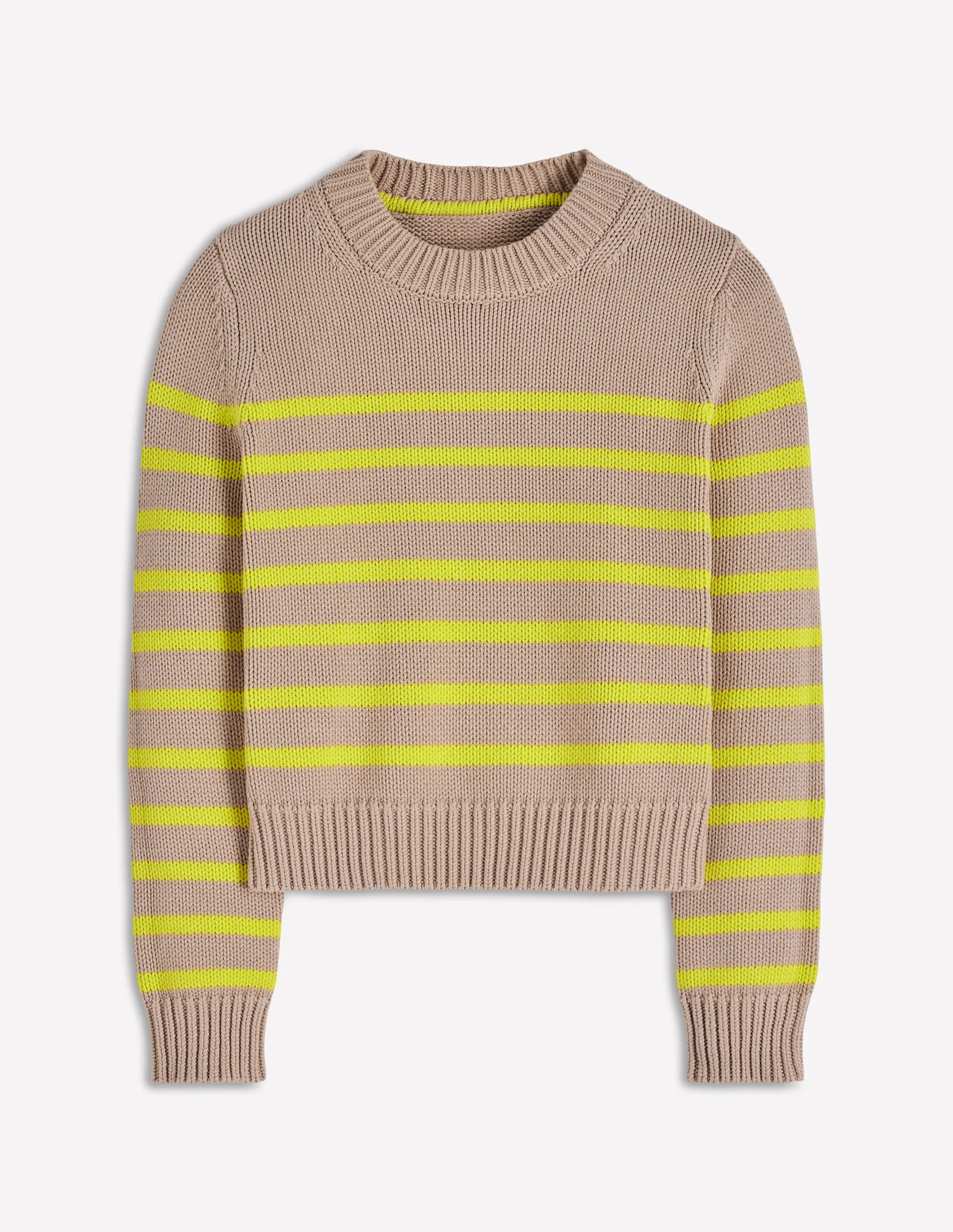 Lucy Chunky Cotton Sweater-Camel Melange, Neon Stripe | Boden (US)