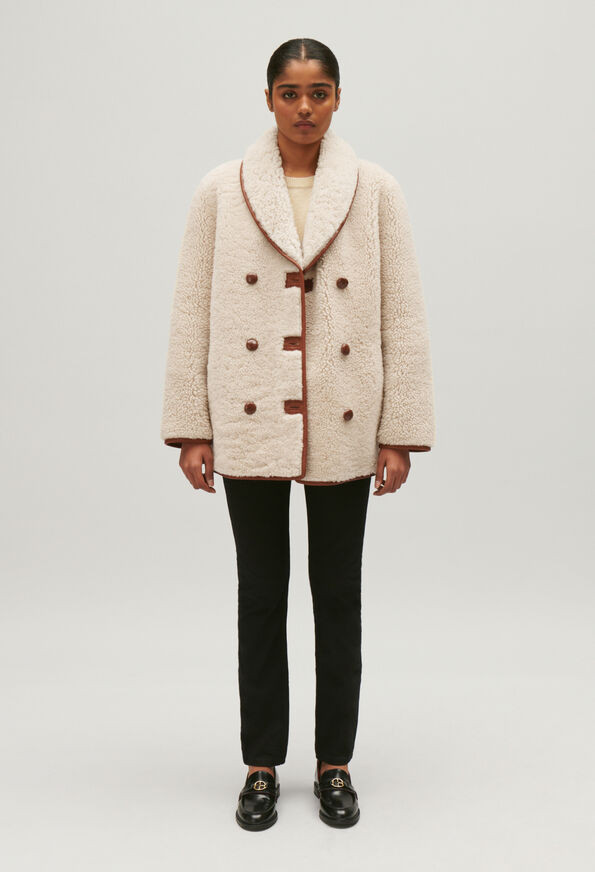 Manteau réversible peau lainée écru | Claudie Pierlot (FR, DE, ES, UK)