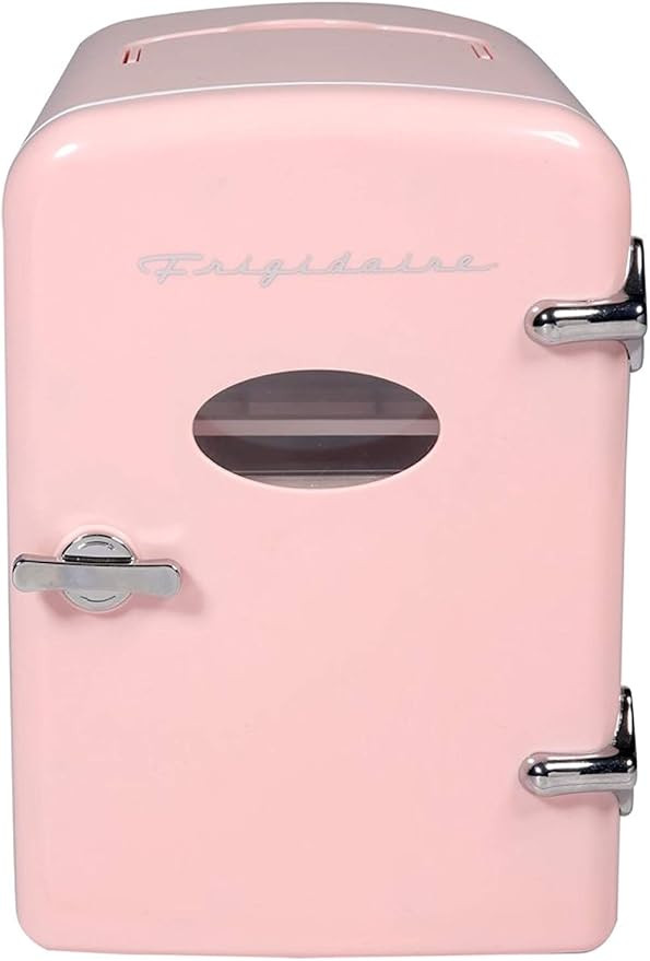Portable Mini Fridge - Retro Extra Large 9-Can Travel Compact Refrigerator, Pink | Amazon (US)