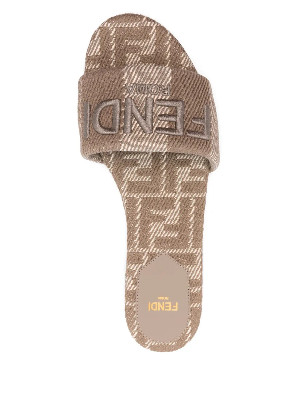 FENDI logo-embroidered Slides | Brown | FARFETCH UK | Farfetch Global