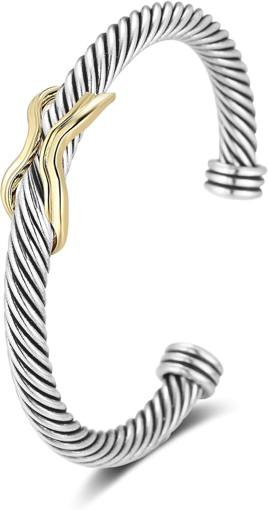 Twisted Cable Bracelet for Women Fashion Wire Cuff Dupes Bracelet Adjustable Bangle Jewelry Gifts... | Amazon (US)