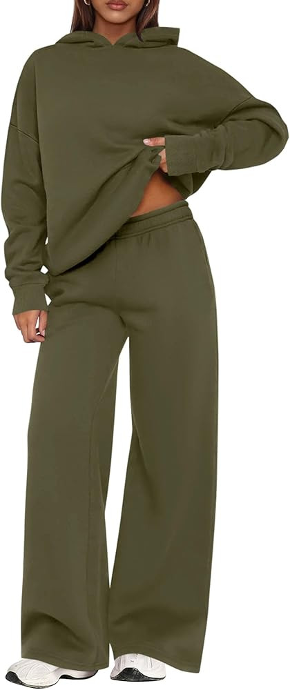 PRETTYGARDEN Womens Sweatsuits 2 Piece Set 2025 Casual Winter Long Sleeve Hoodie Loose Wide Leg S... | Amazon (US)