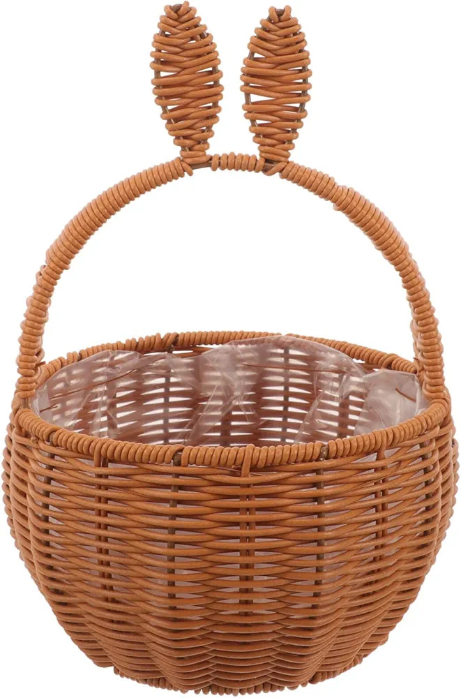 VOSAREA Rattan Bunny Woven Baskets, Easter Basket with Rabbit Ear Handle Plastic Wicker Flower Ba... | Amazon (US)