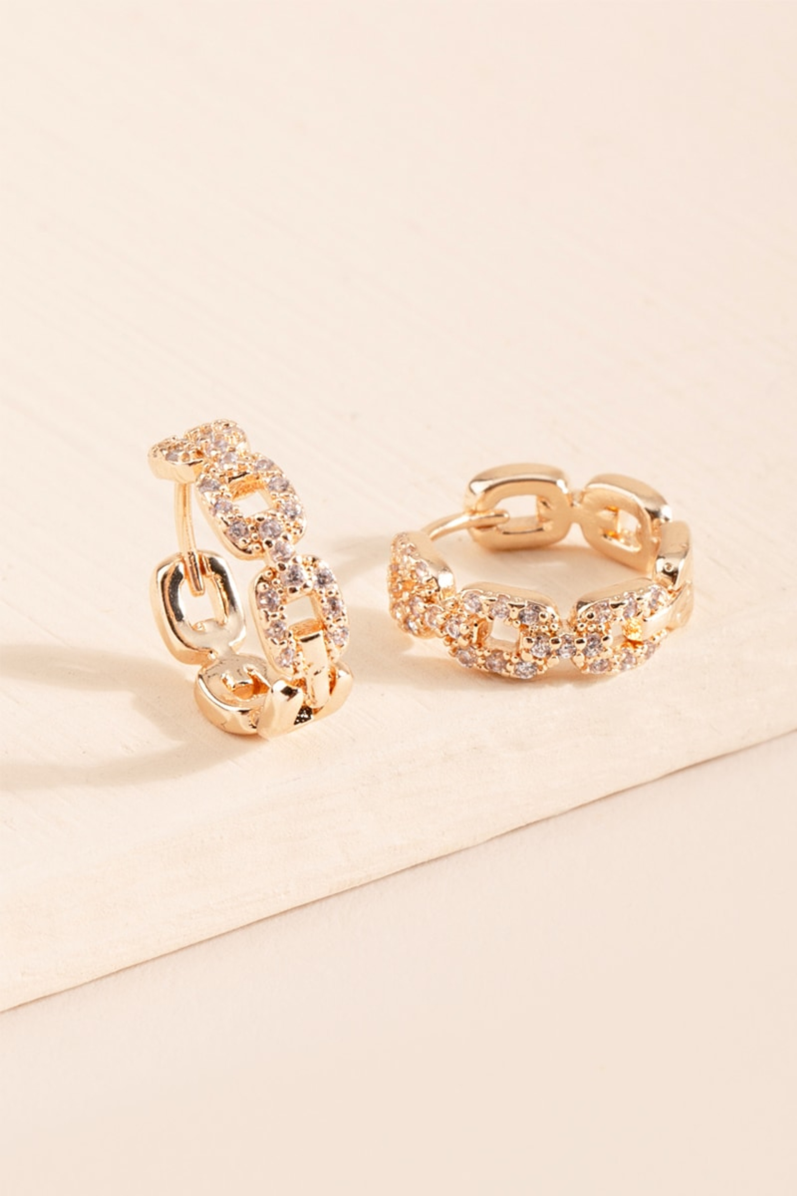 Gemma Crystal Chain Link Huggie Hoop Earrings | Francesca's