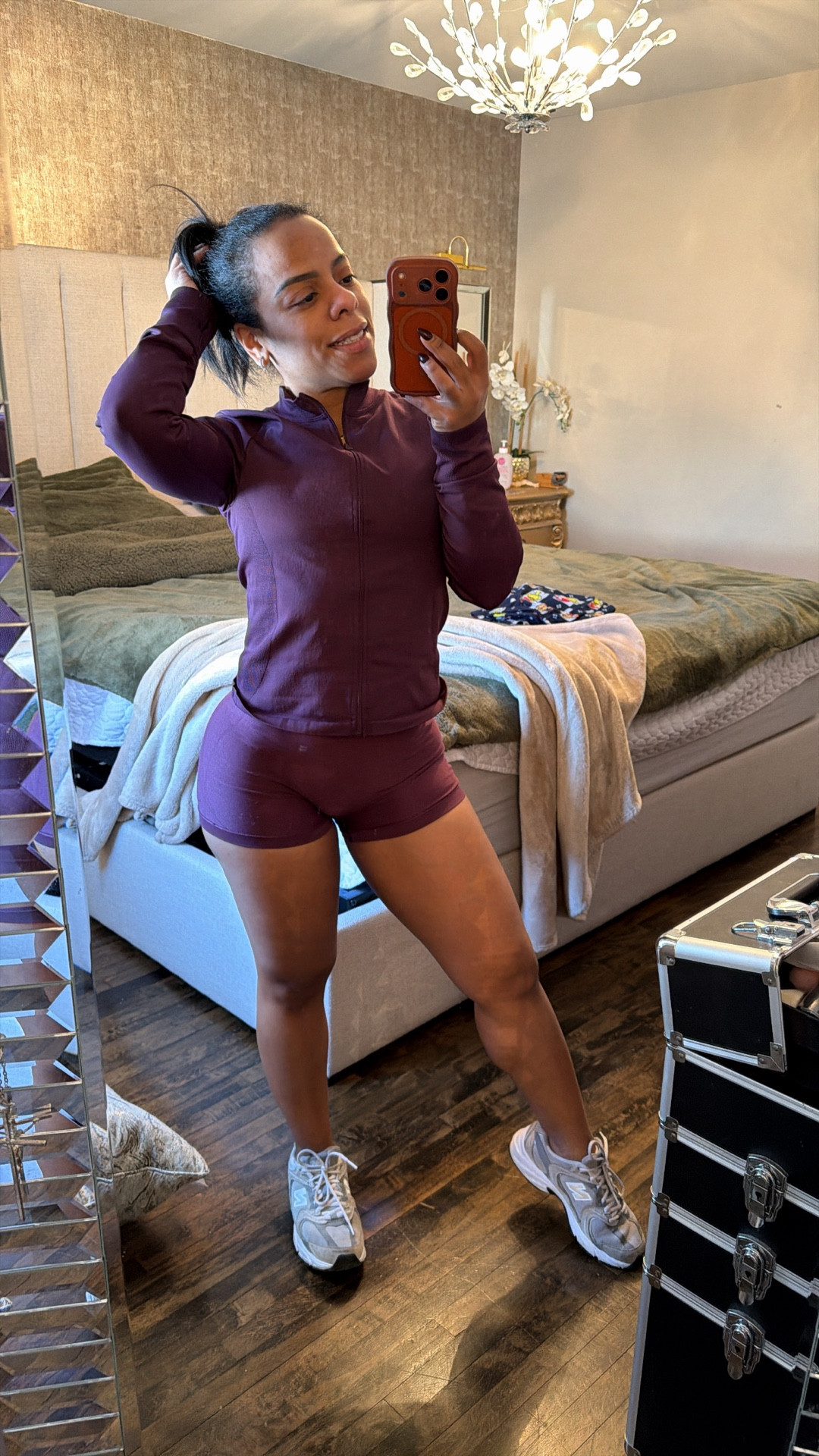 Gym fit but make it 💜✨
All purple energy today  comfy shorts, long sleeve jacket, and confidence on repeat.
Because when the outfit hits, the workout hits harder. 💪🏽 #LTK #GymStyle #MomStrong #PurpleVibes

#LTKfitnessgoals #LTKActive #LTKPetite