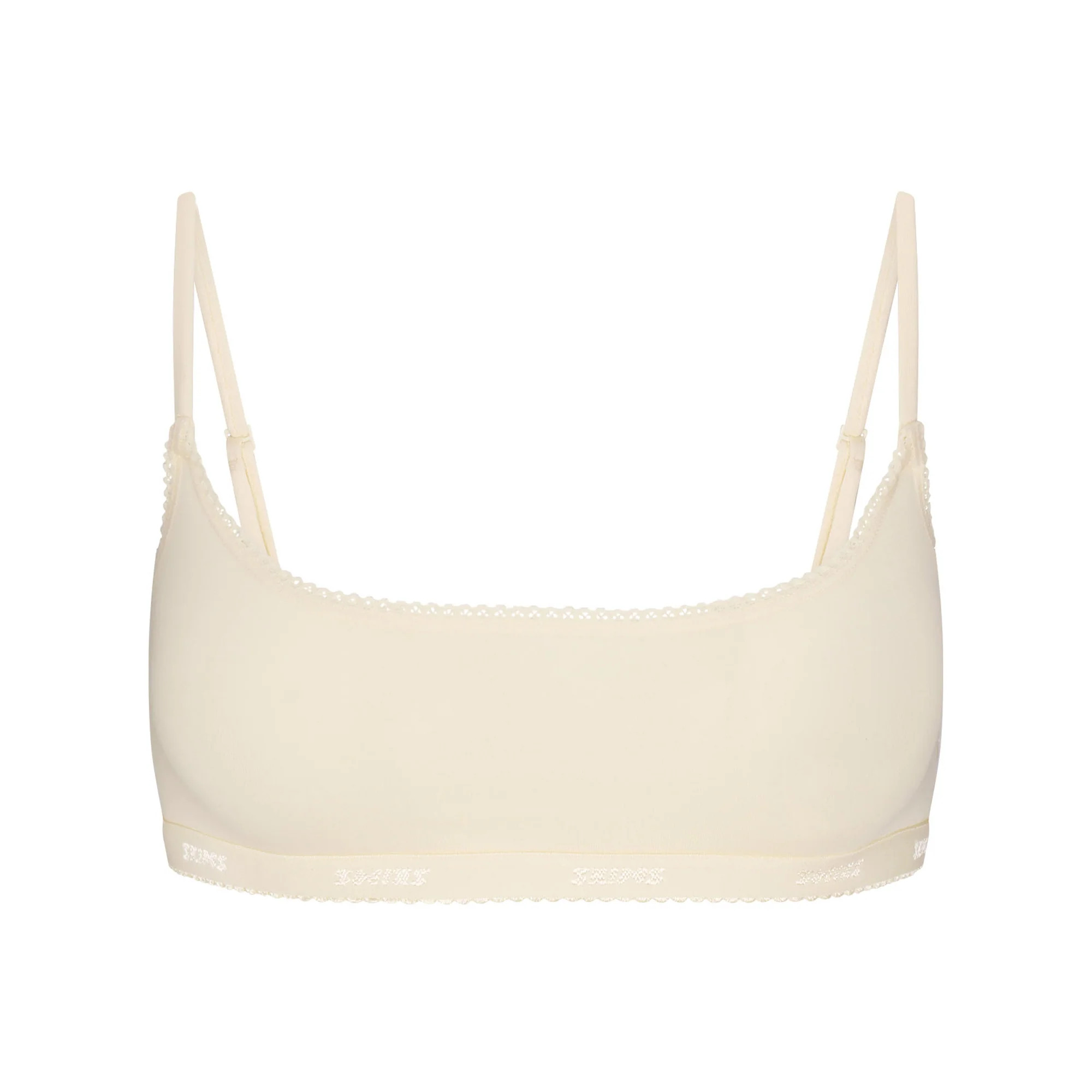LIGHTWEIGHT COTTON LOGO PICOT SCOOP BRALETTE | BUTTER TONAL | SKIMS | SKIMS (US)
