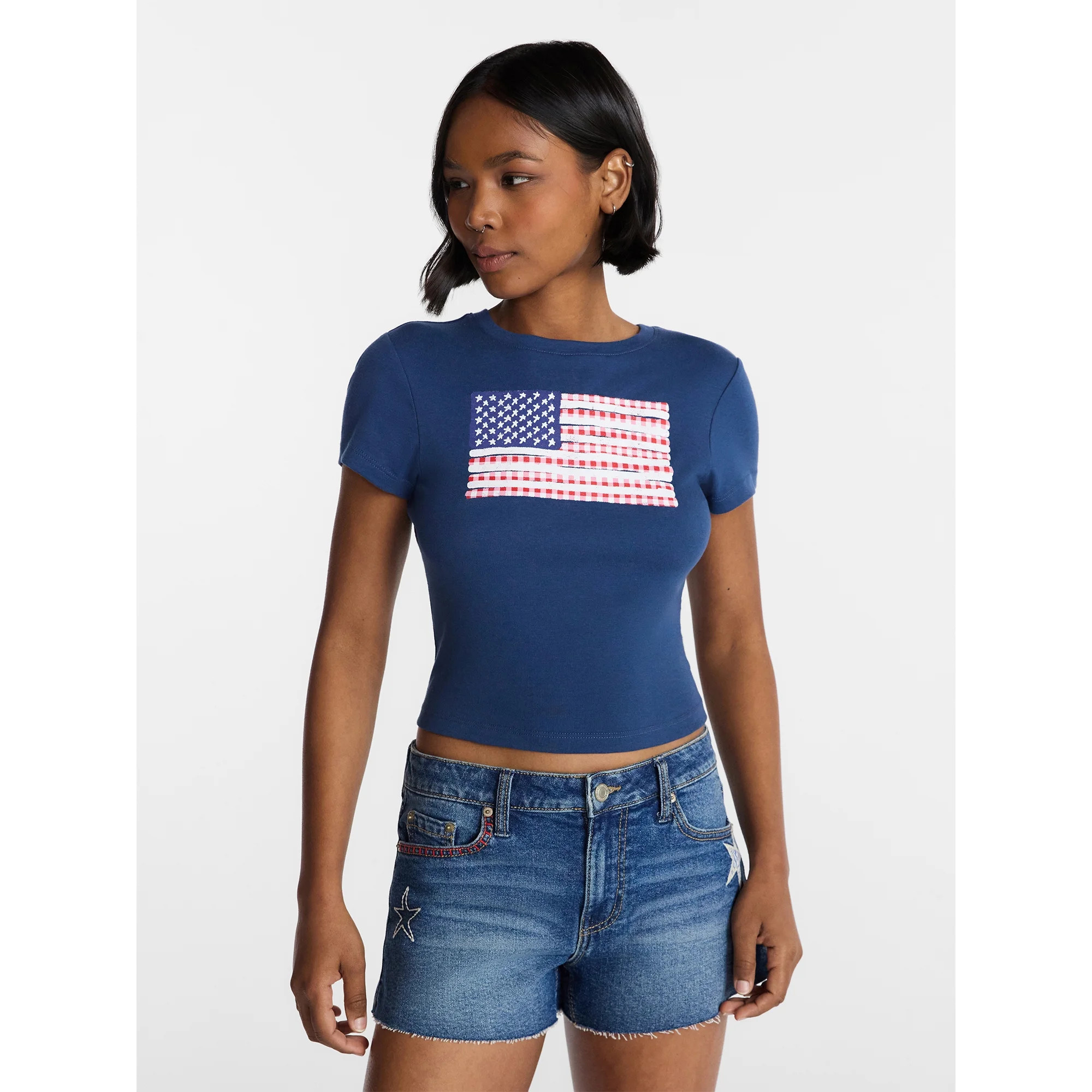 No Boundaries Americana Graphic Cotton Baby Tee, Women's XXS-XXL | Walmart (US)