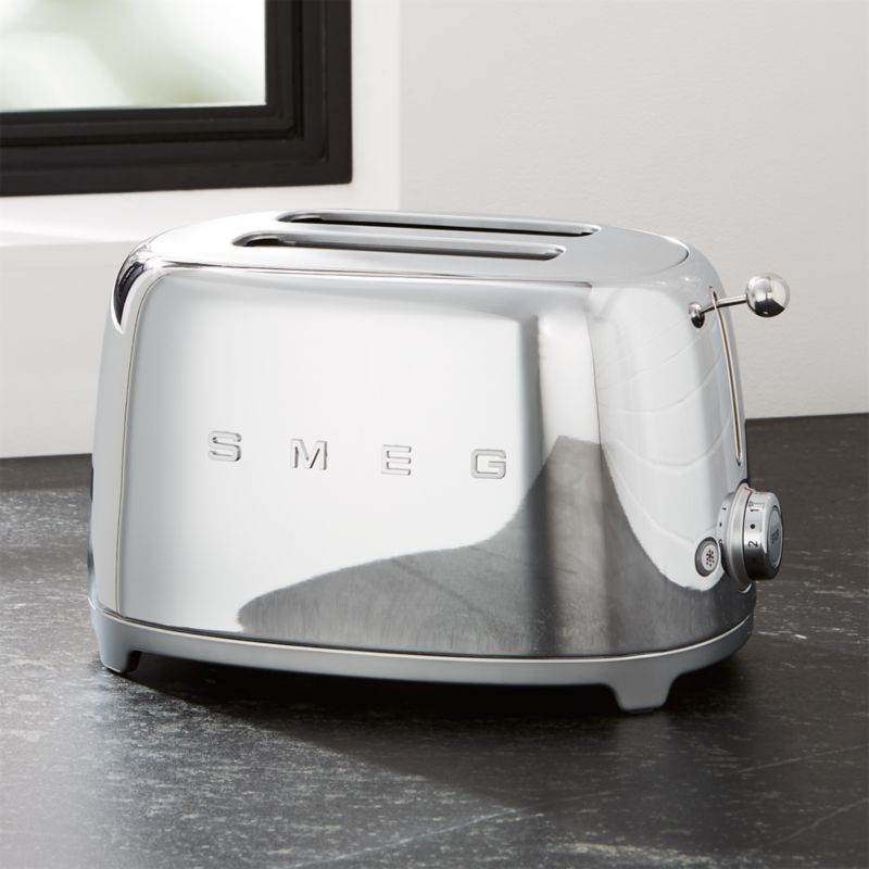 Smeg Silver 2-Slice Retro Toaster + Reviews | Crate and Barrel | Crate & Barrel