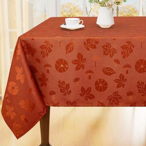 Thanksgiving Tablecloth Rectangle 60x140 Inch, Waterproof Autumn Pumpkin Mushroom Jacquard Table ... | Amazon (US)