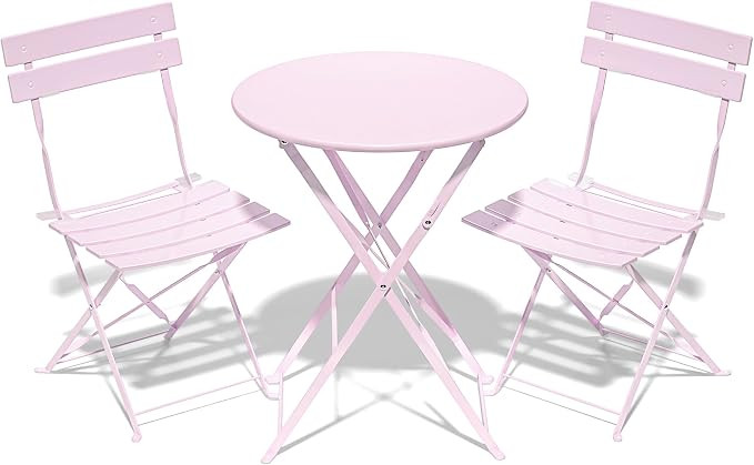 3 Piece Bistro Set, Folding Patio Furniture Set, Outdoor Table and Chairs Set for Patio, Garden, ... | Amazon (US)