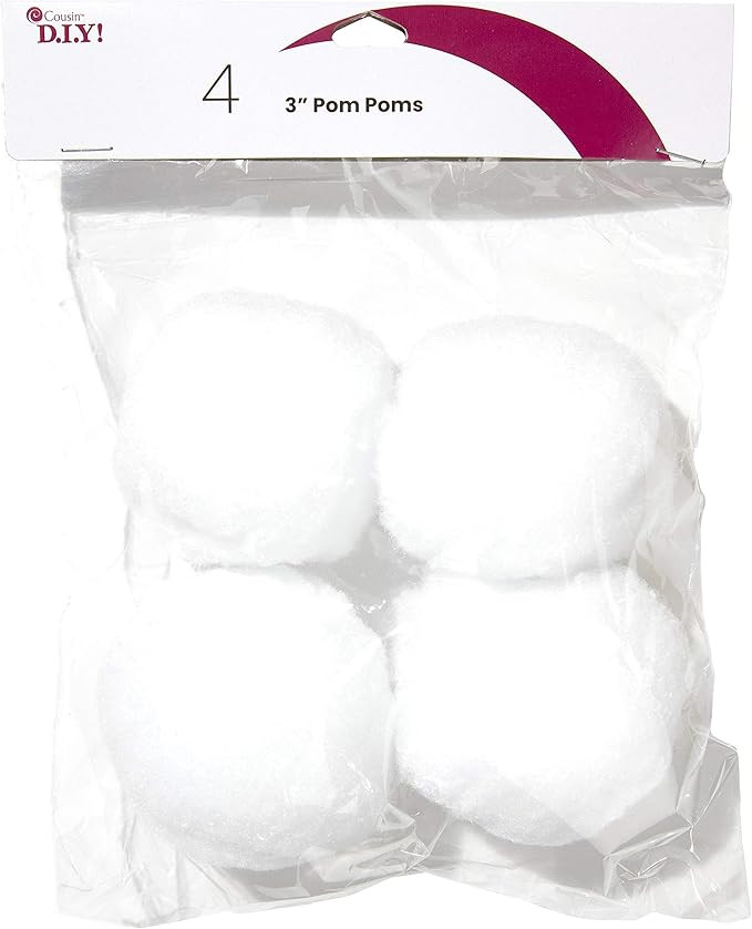 Cousin DIY White 3 inch Poms, 4 Pack | Amazon (US)