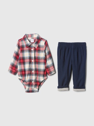 Baby Flannel Two-Piece Outfit Set | Gap Factory