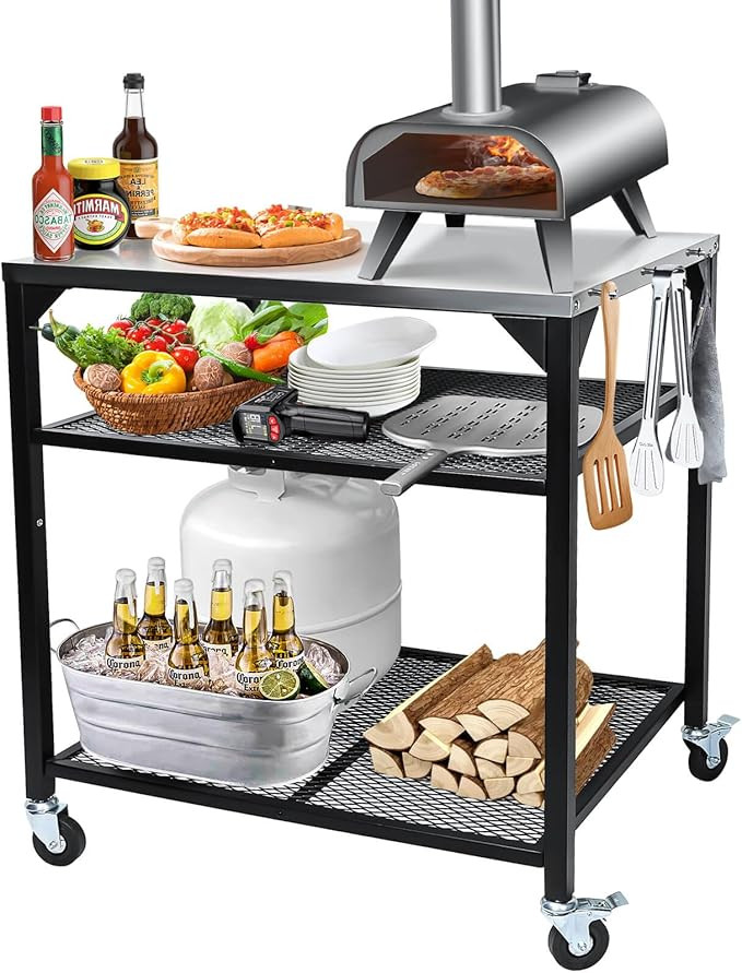 Hisencn Pizza Oven Table Cart for Ooni, Ninja Woodfire, Blackstone, Cuisinart Pizza Oven, Stainle... | Amazon (US)