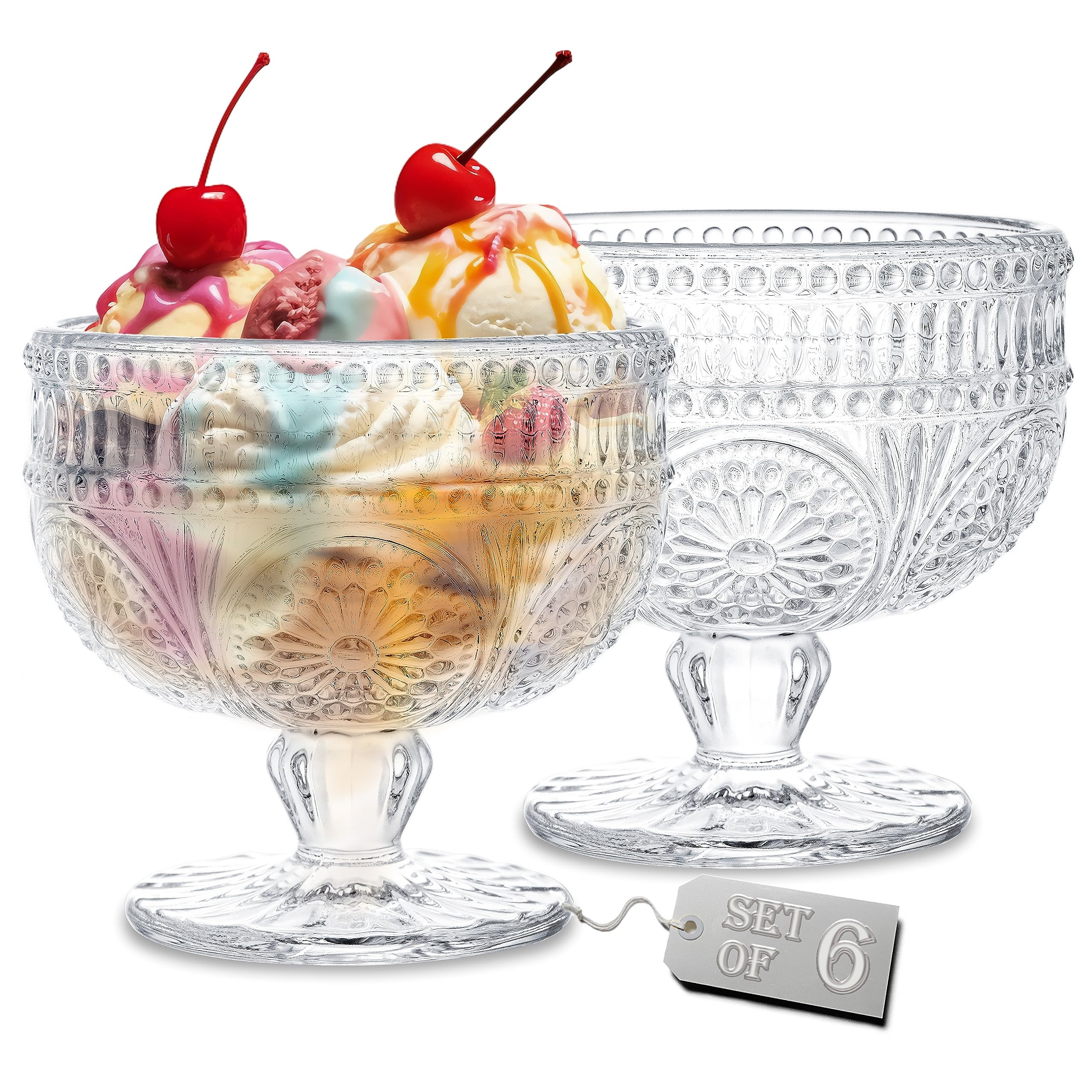 Kingrol 6 Pack Glass Dessert Bowls, 10 oz Mini Trifle Bowls, Glass Serving Bowls for Ice Cream, F... | Amazon (US)
