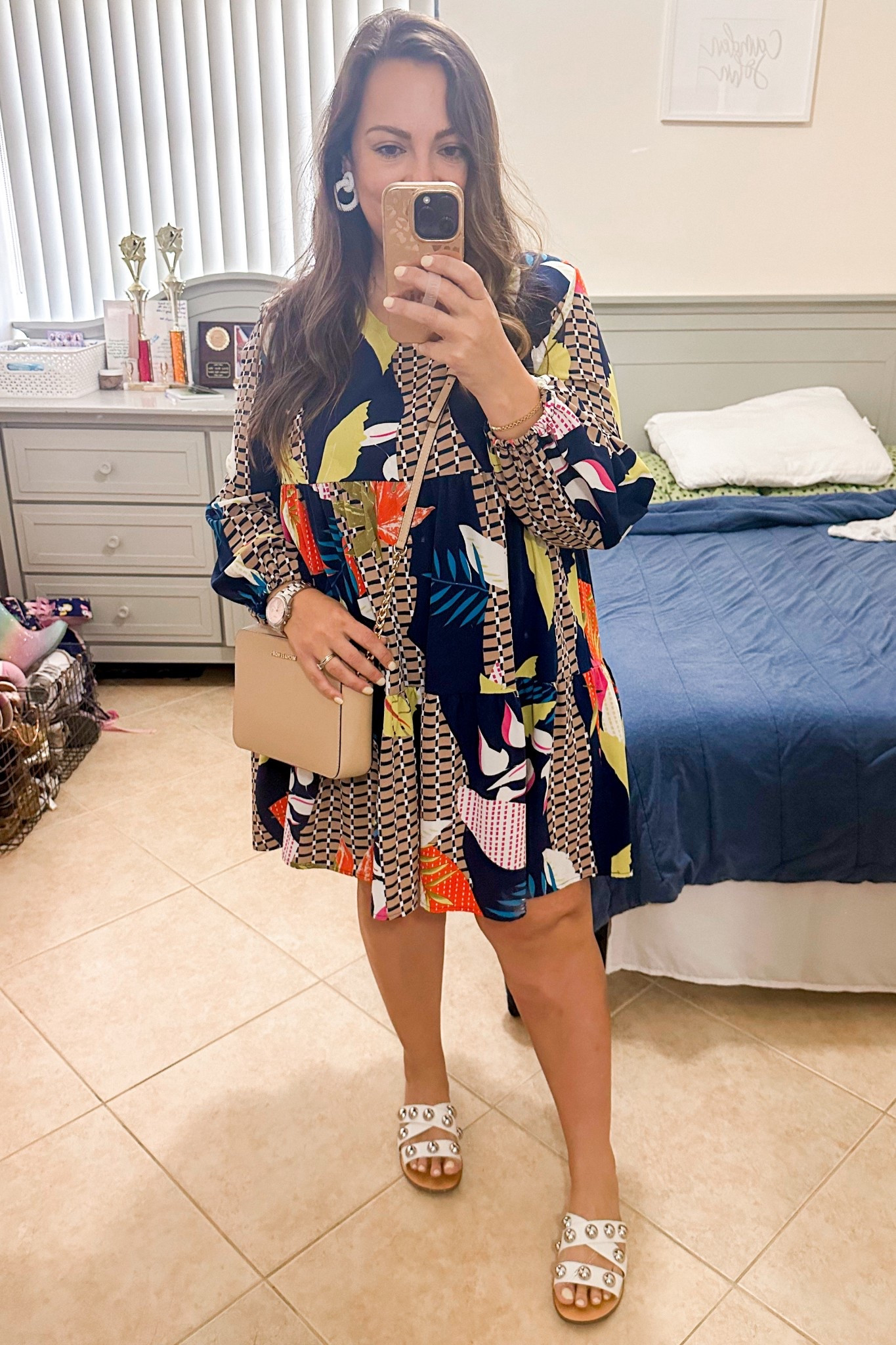 • dress - Amazon
• shoes - Marc Fisher (old; similar styles linked) 
• bag - Michael Kors
• earrings - old (similar style linked) 

#LTKootd #LTKMidsize #LTKOver40