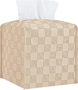 Tissue Box Cover, Square Tissue Box Holder, Leather Tissue Holders Decorative Organizer for Bathr... | Amazon (US)