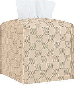 Tissue Box Cover, Square Tissue Box Holder, Leather Tissue Holders Decorative Organizer for Bathr... | Amazon (US)