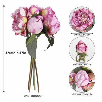 3 Bouquets Artificial Peonies Silk Flowers Vintage Fake Peonies 7Heads Silk Flowers With Stems Floral Plants Decor For Home Garden Wedding Table Decor | SHEIN