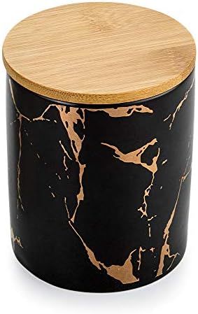 Black Kitchen Ceramic Canisters Set of 3 | KiiZYs Coffee Tea Sugar Canister Jar Set Bathroom Coun... | Amazon (US)