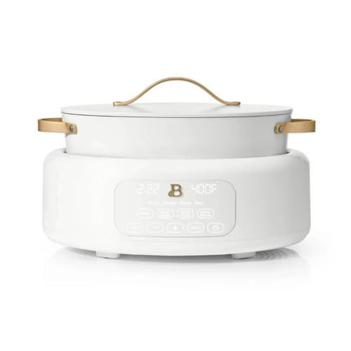Beautiful 10-in-1 Electric Multi-Cooker by Drew Barrymore, 6-quart, digital display, 10 cooking functions, non-stick pot, easy one-touch control (White Icing) | Amazon (US)