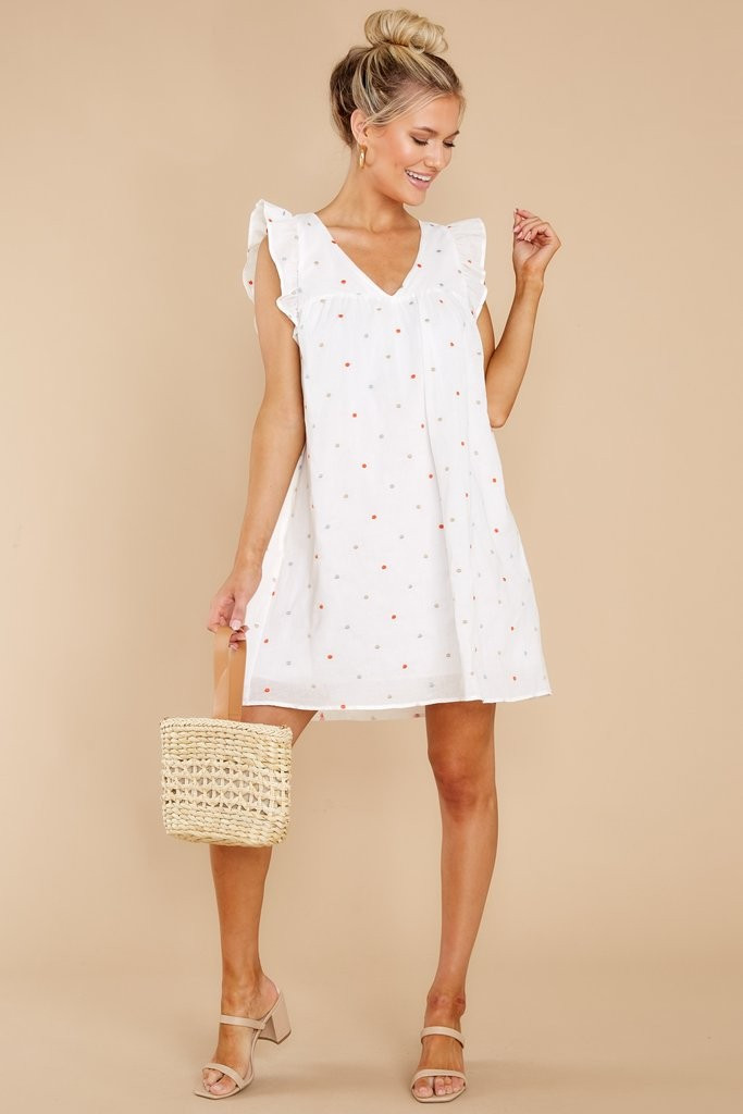 Simply Sweet White Polka Dot Dress | Red Dress 
