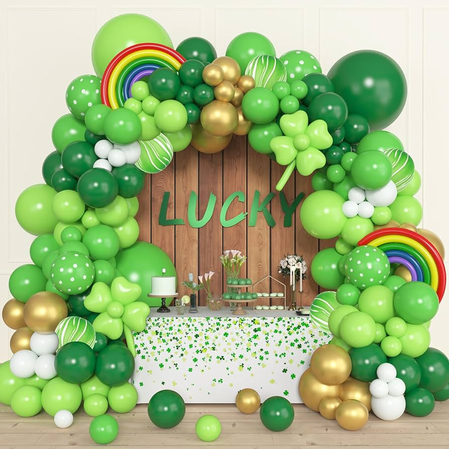 Amandir 162Pcs St. Patrick's Day Balloon Garland Arch Kit, Green Gold Shamrock Clover Rainbow Bal... | Amazon (US)