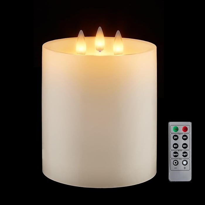 3 Wick Wax Flameless Candles Flickering with Remote Timer, 3D Moving Flame Led Candles up to 560 ... | Amazon (US)