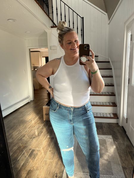 I always reach for my curve love jeans they fit my size 18 body like a glove! Pair them with my favorite basic semi cropped tanks for a casual spring look. All 25% off right now 

#LTKcurves #LTKSale