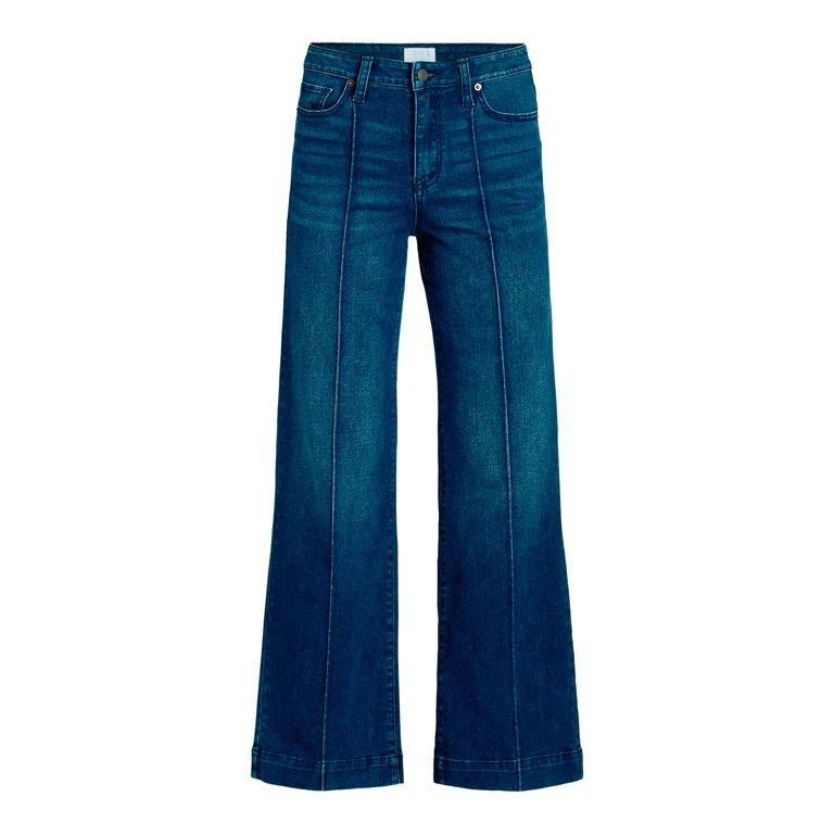 Time and Tru Women's High Rise Wide Leg Jeans, 31" Inseam, Sizes 2-20 - Walmart.com | Walmart (US)