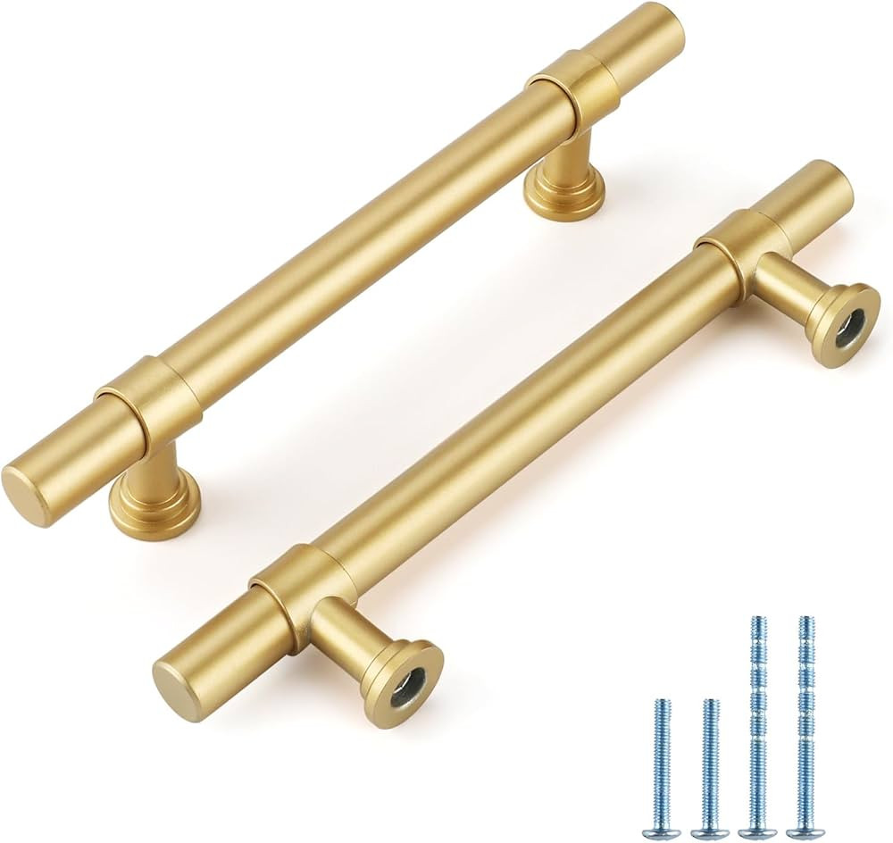 Rergy 10 Pack Brushed Gold Drawer Pulls, 5 Inch Hole Centers Kitchen Cabinet Handles, Stainless S... | Amazon (US)