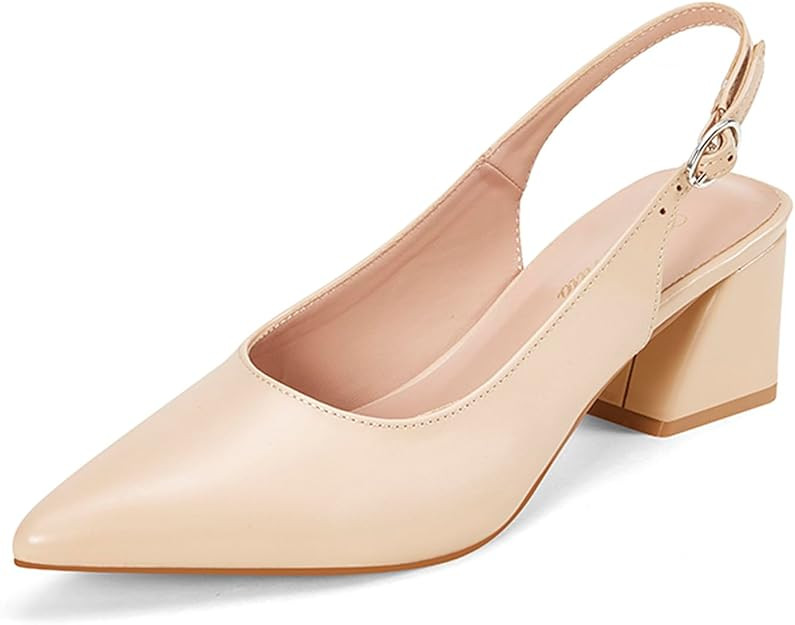 GENSHUO Women's Slingback Closed Toe Block Chunky Low Heel Pumps - 2.36 Inches Office Wedding Par... | Amazon (US)