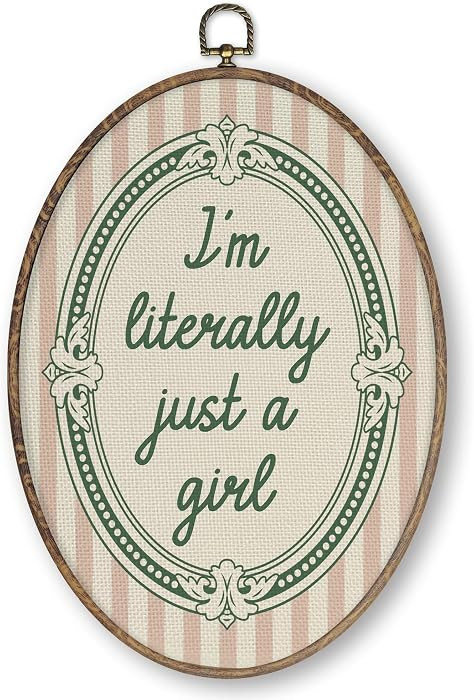 Qskjre Girl Nursery Wall Decor, I\u2019m Literally Just A Girl Oval Wood Framed Canvas Wall Artwo... | Amazon (US)
