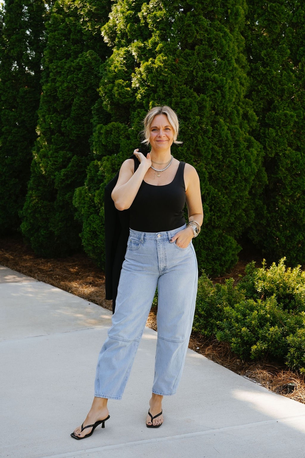 OOTD ✨ Black blazer + jeans + kitten heels + a classic black bodysuit. An effortless mix of polished + casual that makes the perfect elevated everyday look. Finished with simple gold jewelry + a few favorite accessories for that extra touch ✨ Everything shoppable below! 👇

#LTKgrwm #LTKdayinmylife #LTKootd