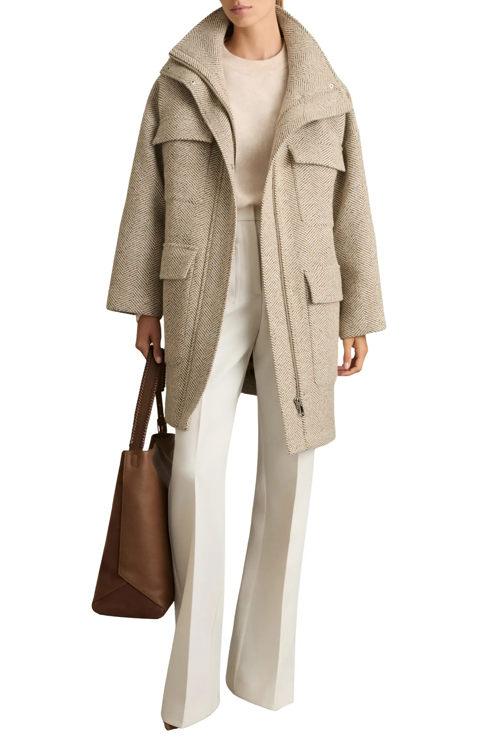 Amora Herringbone Tweed Coat | Nordstrom