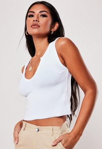 Missguided - White Notch Neck Sleeveless Crop Top | Missguided (UK & IE)