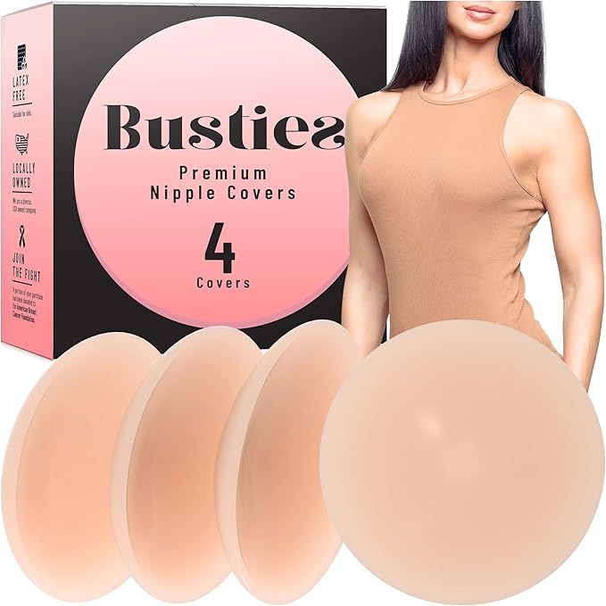 Nipple Covers (2-Pairs, Reusable), 3D Seamless Nipple Pasties, Adhesive Silicone Nipple Cover Pas... | Amazon (US)
