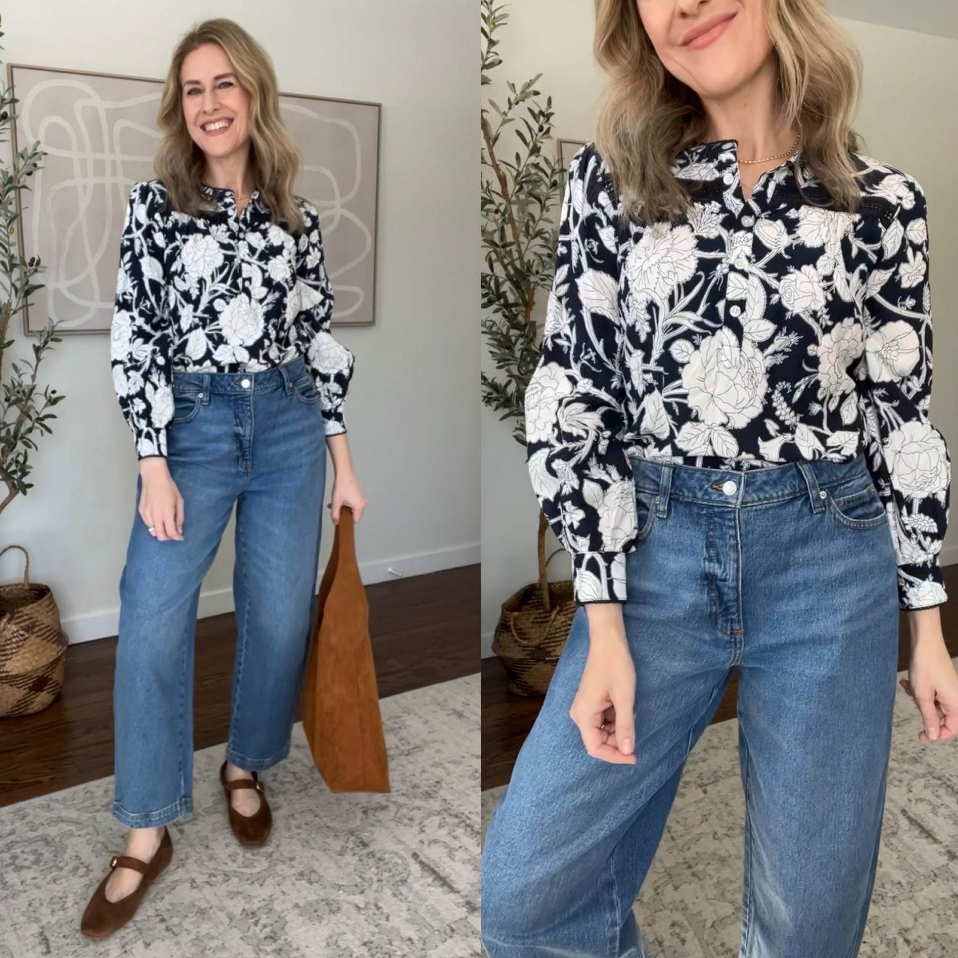 Walmart blouse, nice rayon with lace inset details, very pretty and comfortable comes in several colorways. Fits tts, I’m in a small. Looks good untucked too. Barrel jeans run big, go down one or even two sizes. #walmartfashion 

#LTKOver40