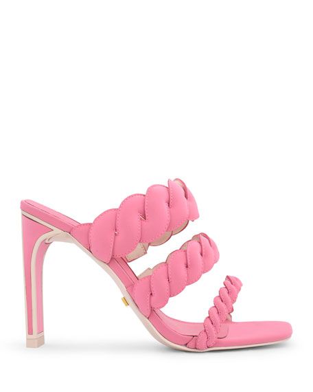 Kat Maconie Braided Three-Band Slide Sandals | Neiman Marcus