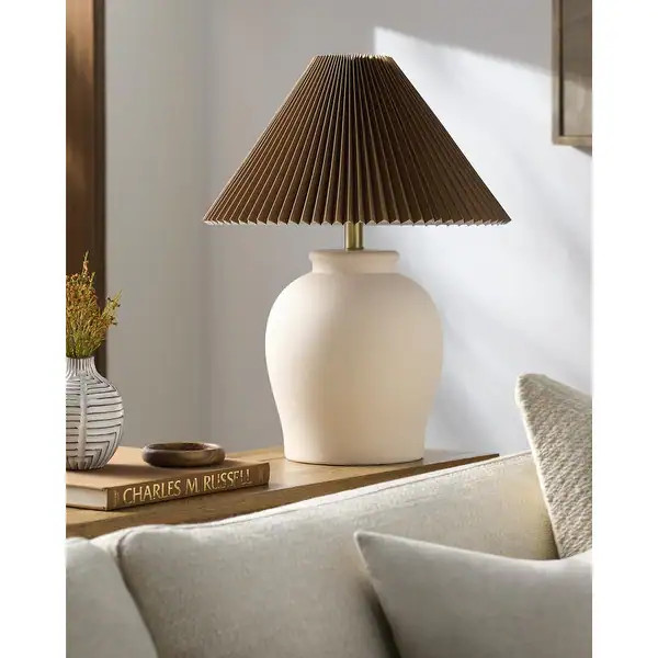 Livabliss Besson Traditional Accent Table Lamp - 22"H x 17"W x 17"D - Beige/Gold | Bed Bath & Beyond