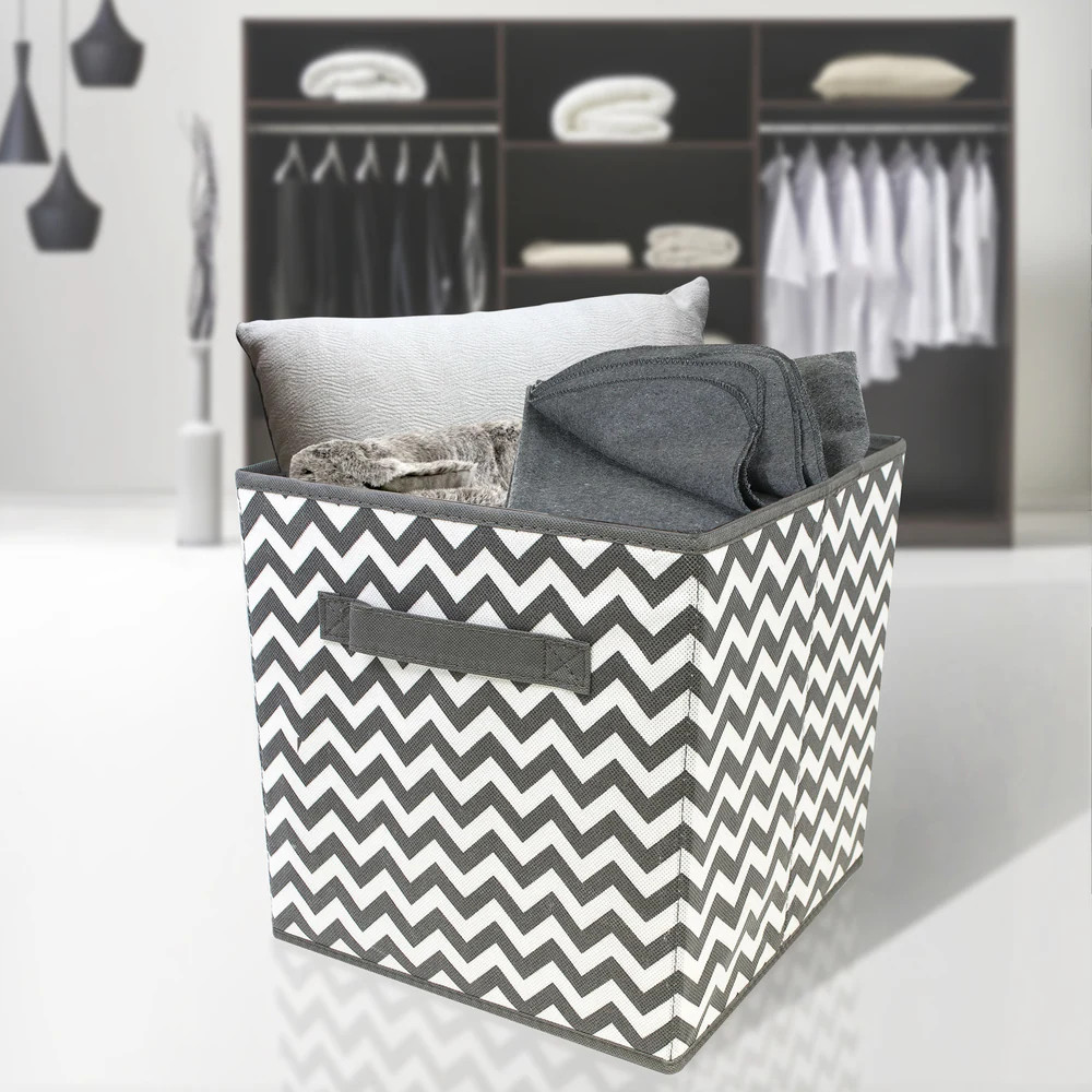 Foldable Storage Cube Basket Bin, 6 Pack, Gray Pattern (Grey) | Bed Bath & Beyond