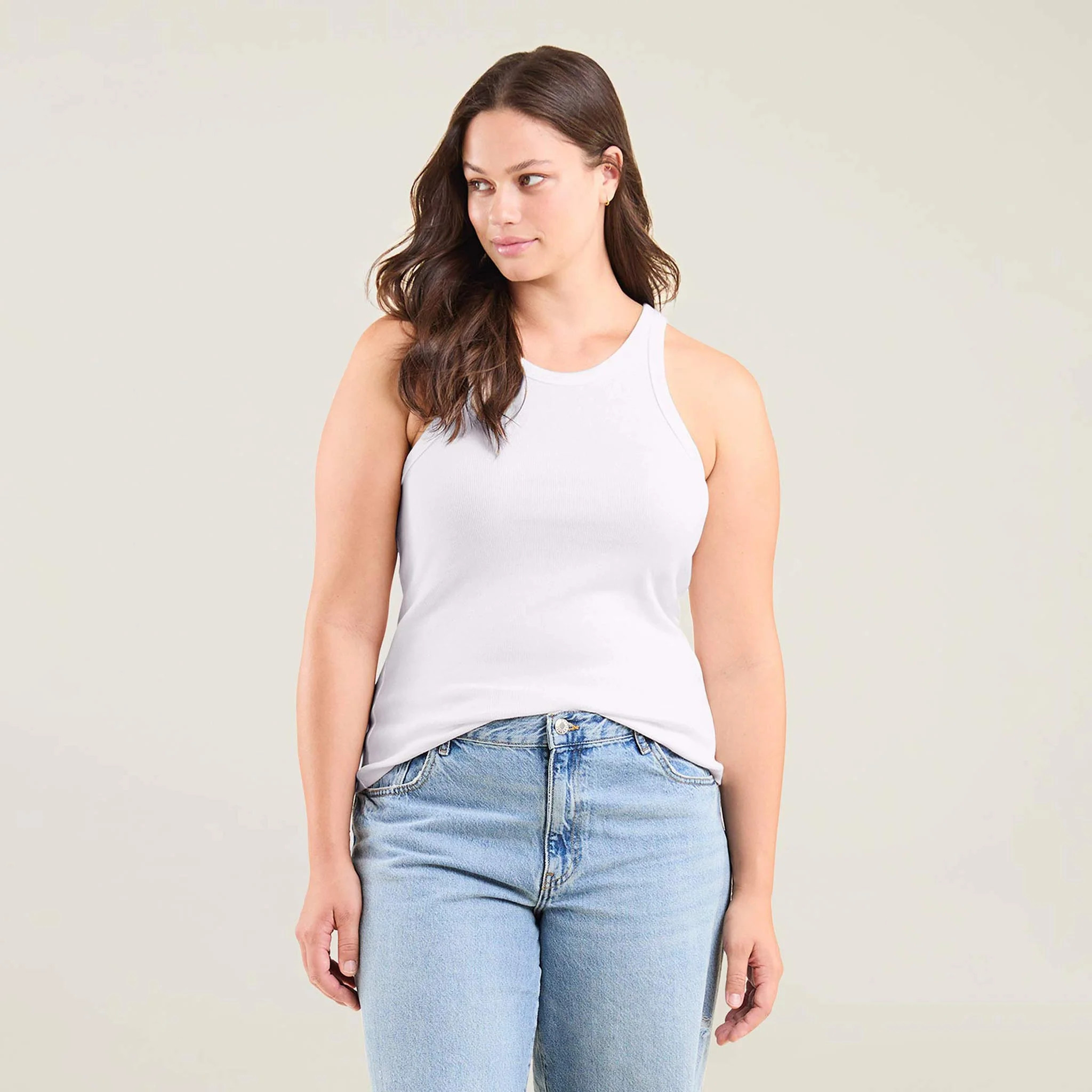 Essential Rib Tank Top | White | nuuds