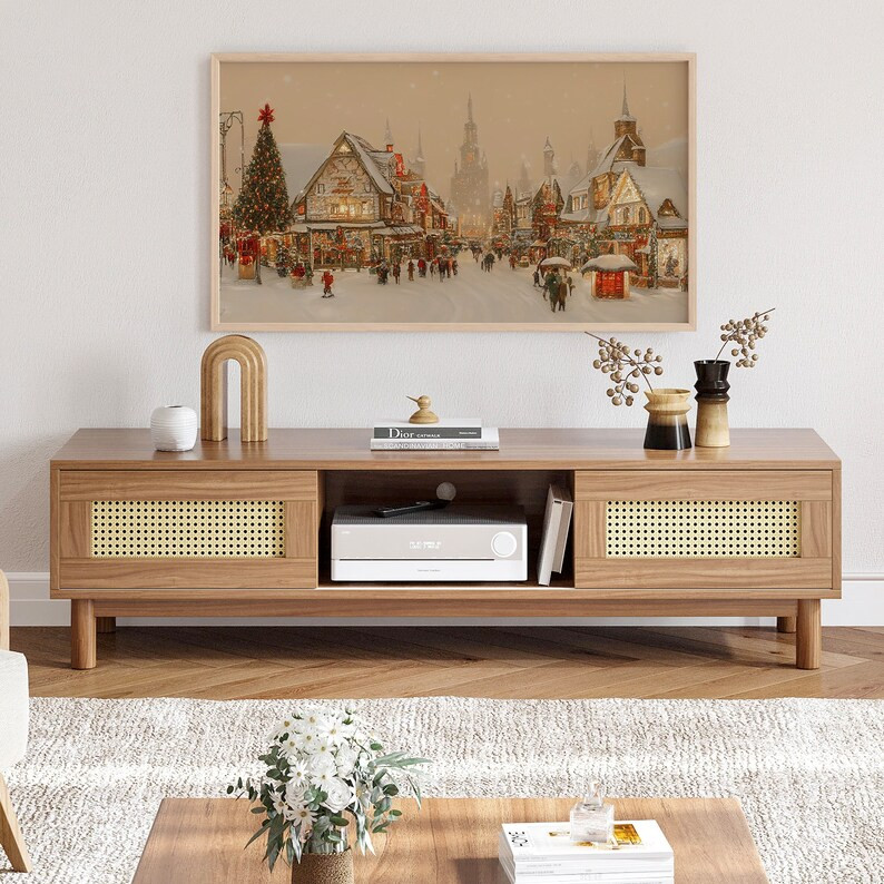 Samsung Frame TV Art Christmas Frame TV Art 4K Winter Painting TV Art Vintage Landscape Painting ... | Etsy (US)