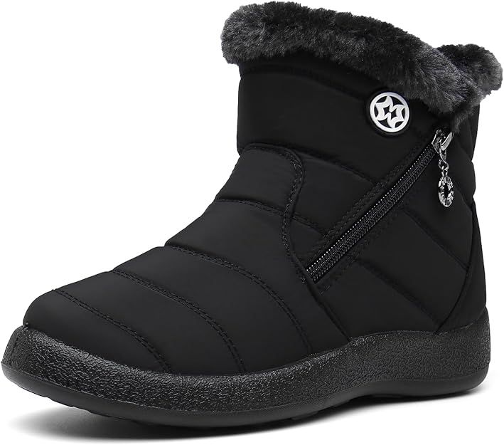 Hsyooes Womens Warm Fur Lined Winter Snow Boots Waterproof Ankle Boots Outdoor Booties Comfortabl... | Amazon (US)