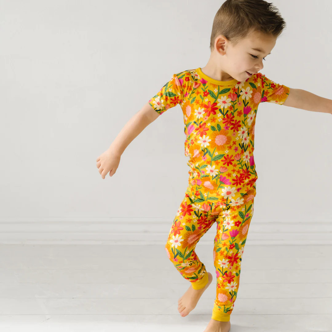 Sunny Garden Two-Piece Short Sleeve Bamboo Viscose Pajama Set | Little Sleepies