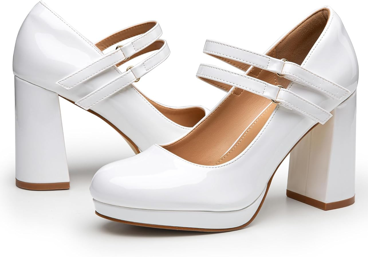 Trary Platform Mary Jane Shoes Womens Heels, Chunky Heels Mary Janes Dress Shoes for Women Close ... | Amazon (US)