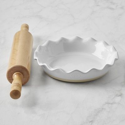 Emile Henry French Ceramic Ruffled Pie Dish & Maple Rolling Pin Set | Williams-Sonoma