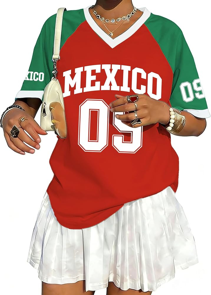 Soccer Cup 2026 Shirt Women Oversized Mexico Jersey Argentina Brazil Shirts USA Football Shirts M... | Amazon (US)
